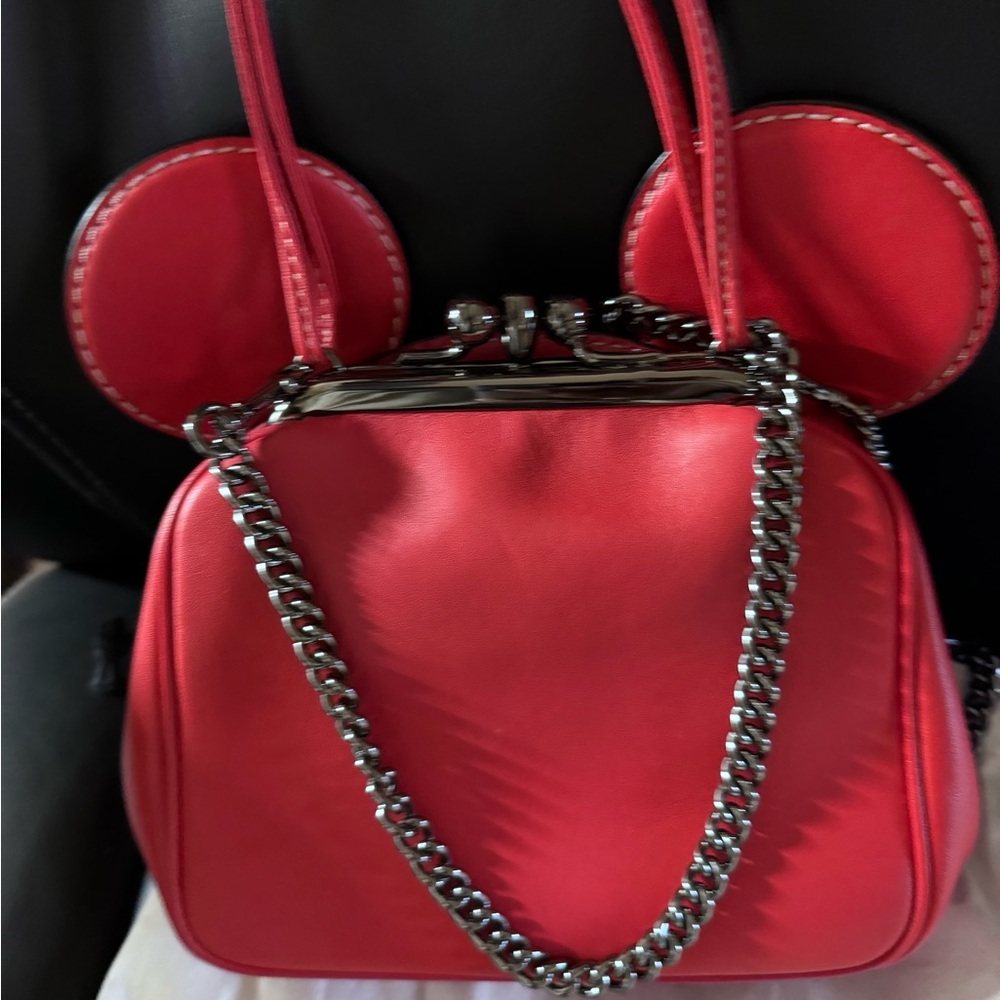 Coach x Disney x Keith Haring Mickey Mouse Ears Bag Kisslock Red LIMITED SEE - Picture 7 of 10